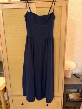 Classic Navy Spaghetti-Strap Maxi Dress